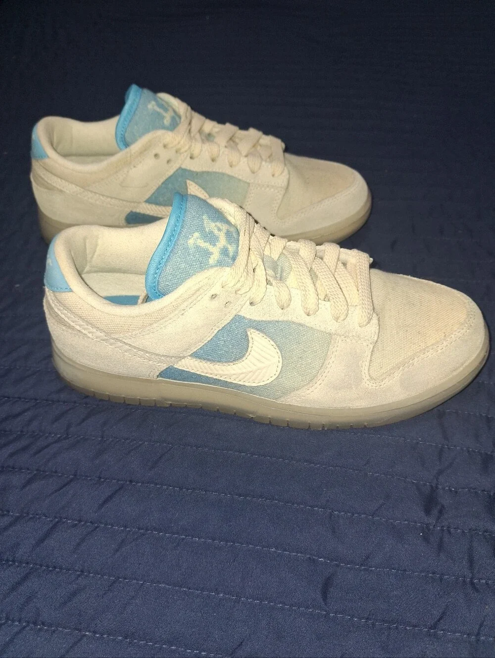 Nike Dunk White and Light Blue Low-Top Sneakers